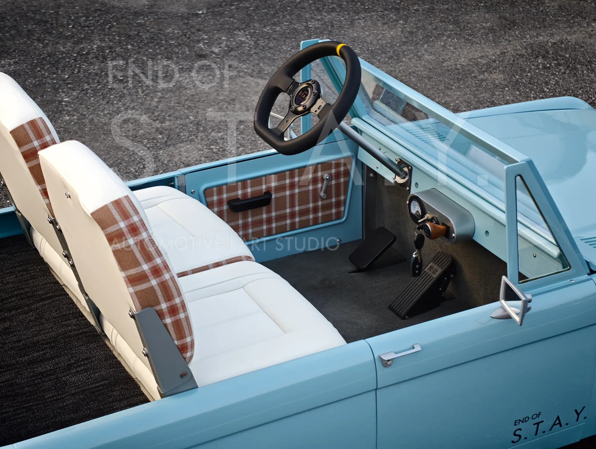 Bronco Junior in light blue, front quarter